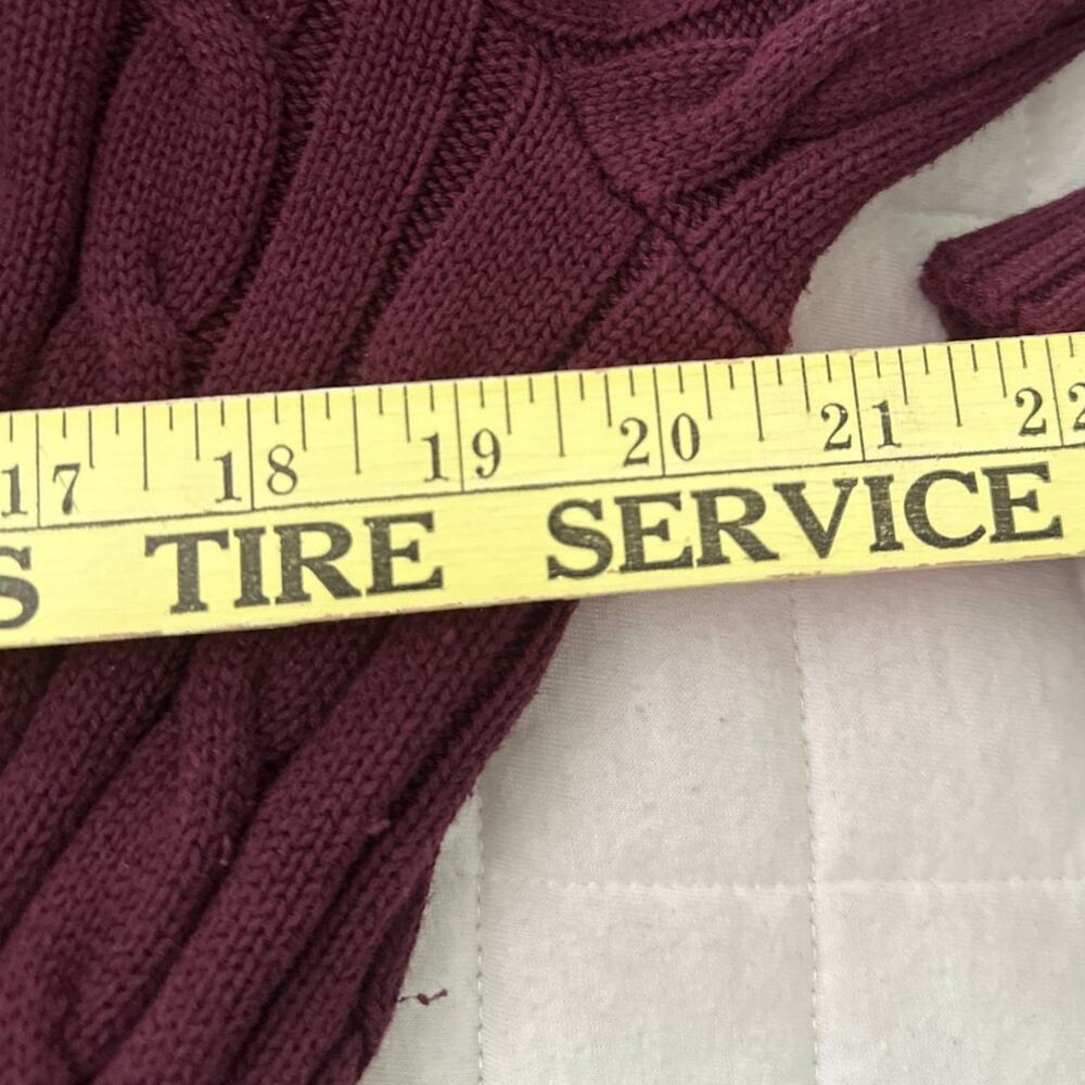 LRL Ralph Lauren Sweater Womens Medium Burgundy Buckled Cotton Classic Preppy - Picture 7 of 10